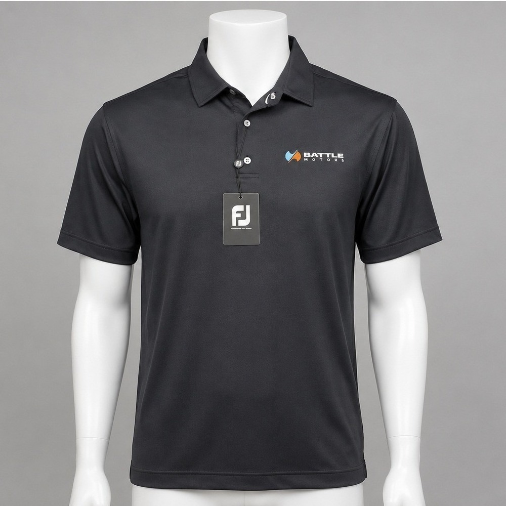FootJoy Golf Polo Mens Large Black New Battle Motors Stretch Pique 26620